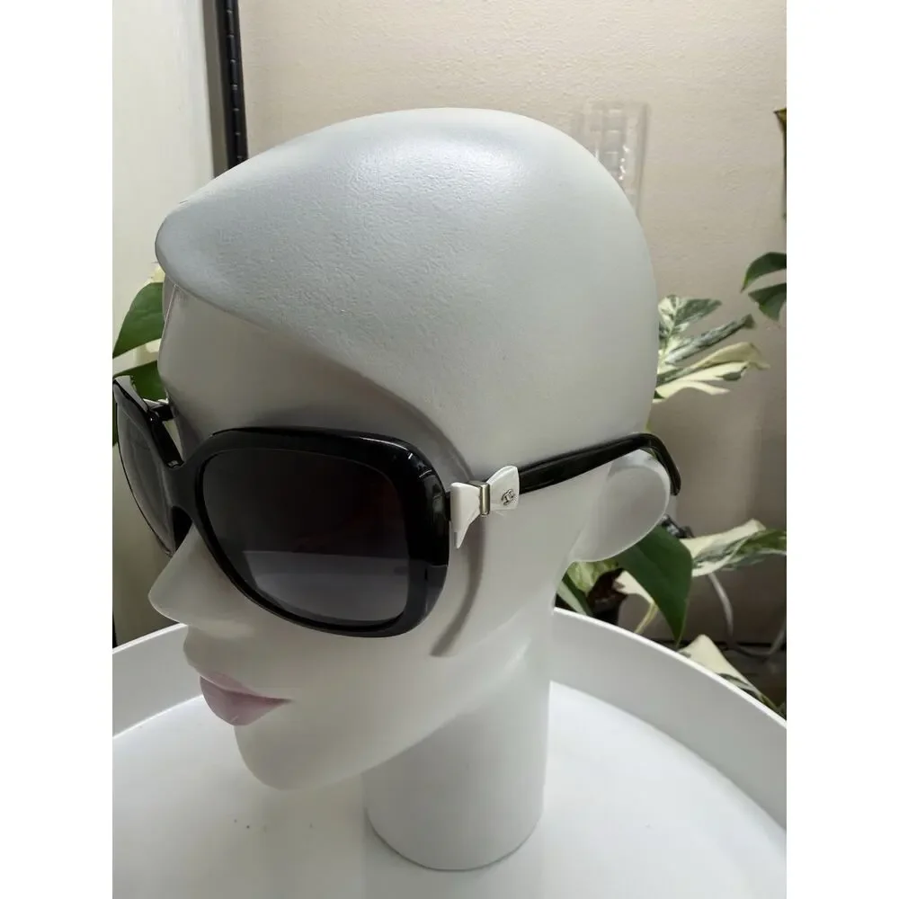 CHANEL Bow Sunglasses 5171-C Black w/ White Bow CC Logo – 60mm